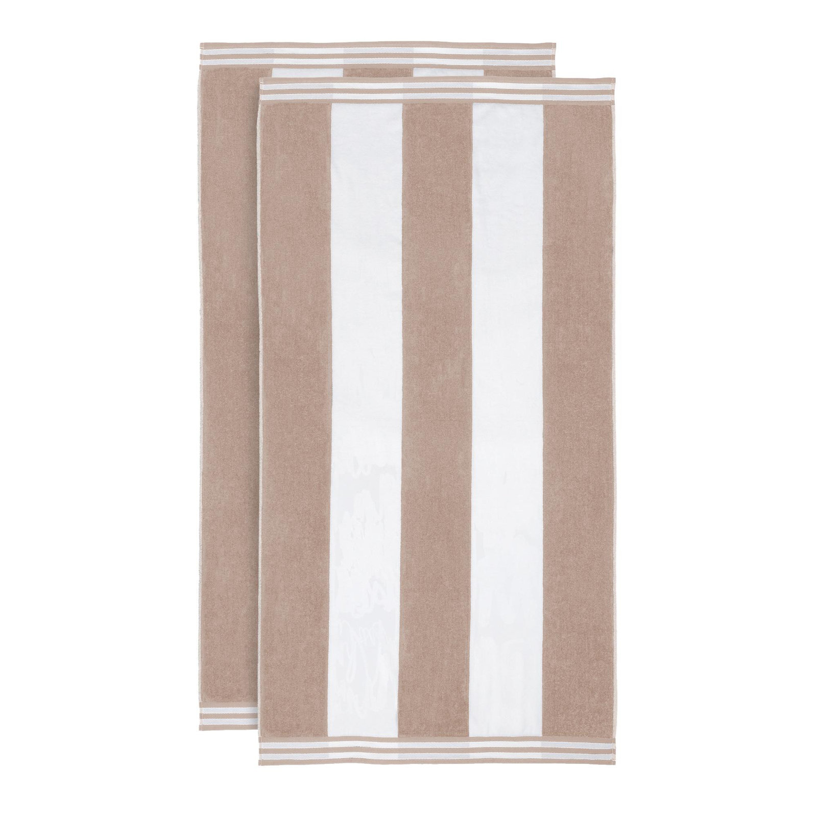 Calheta Cotton Oversized Cabana Stripe Beach Towels, Taupe, 2