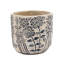 Jardinière S / 2 sable et ciment gris à motif floral bleu