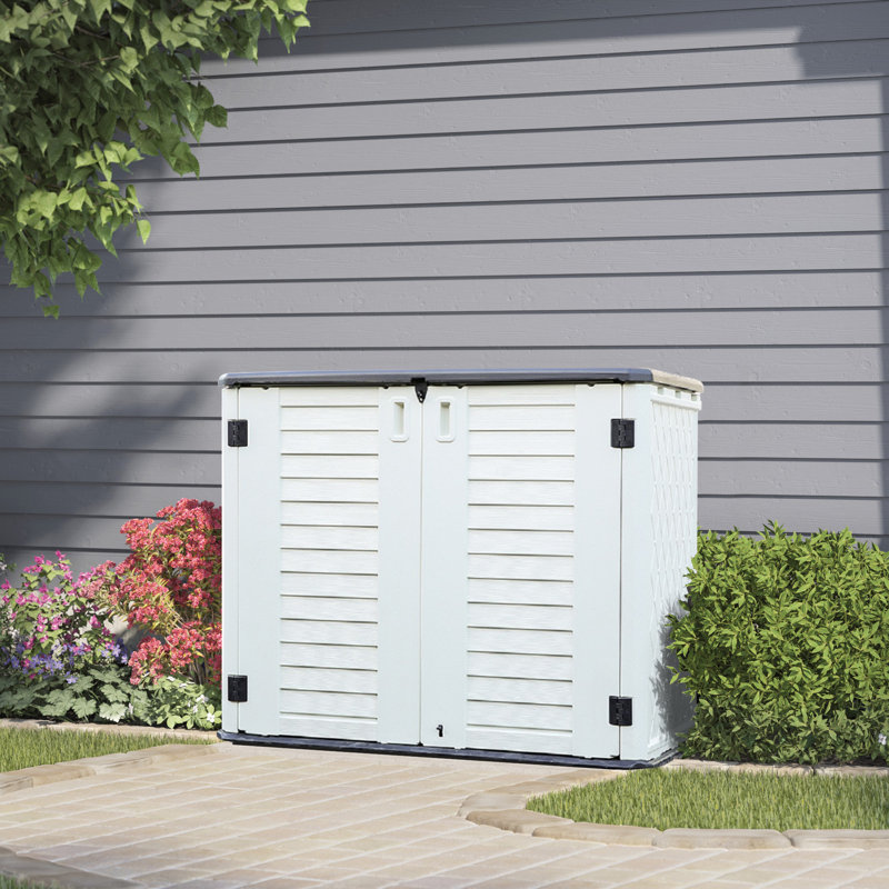 Remise de rangement extérieure en plastique l 4 pi 2 po x P 2 pi 5 po pour l'extérieur, Beige