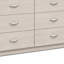 Commode large Fezi, 6 tiroirs, poignées en acier argenté, gris poussiéreux