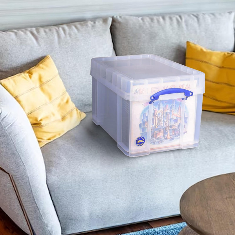 Box Plastic Storage Bonus Pack 3 x 35 Litre Clear with XL Lid Clear