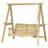 2-Seat Orch Swing With Stand, Wooden Patio Swing Chair With Side Tables And Metal Chains, Outdoor Hanging Bench-129226025