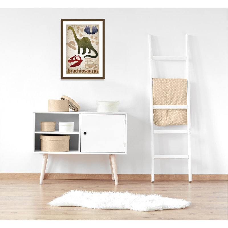 Adhésif décoratif dinosaures-03 ', H 36,5 po x l 26,5 po x P 0,625 po, Encadré plat noyer