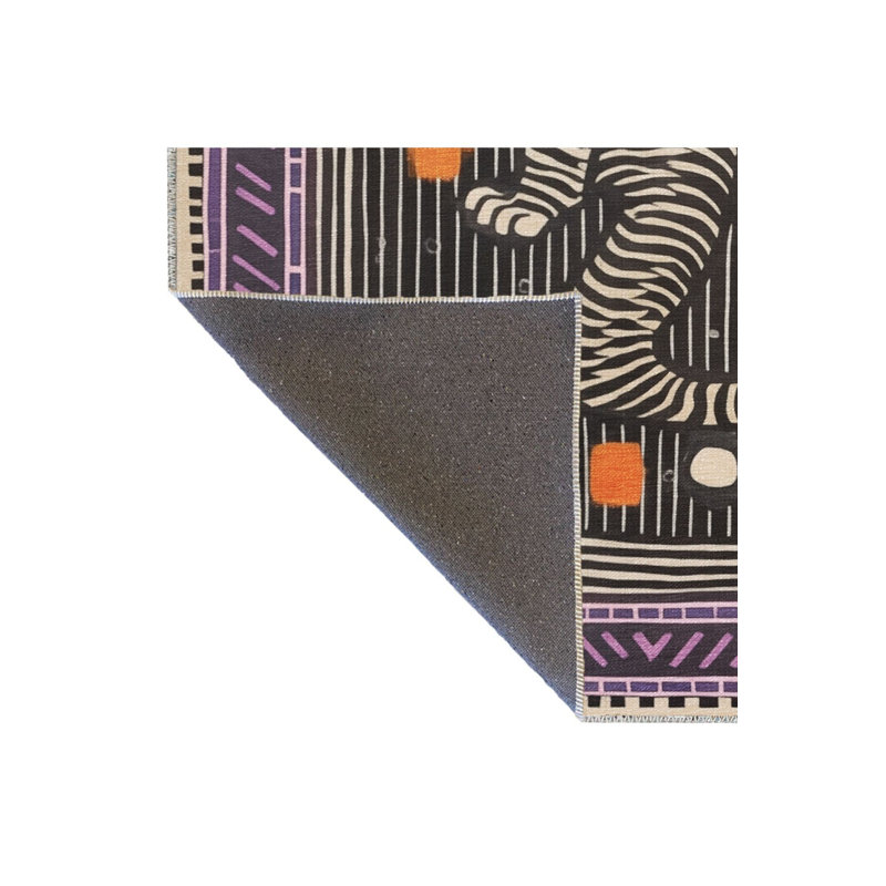 Tapis décoratif moderne mauve à motif de tigre, Sous-tapis carré 3 pi 3 po inclus