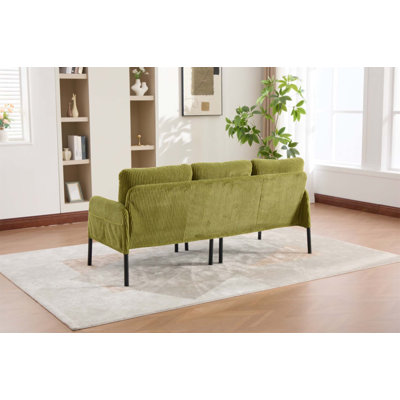 Causeuse surdimensionnée, canapé à deux places moderne et moelleux, canapé rembourré en velours côtelé, canapé de chambre confortable avec pieds en métal et poches latérales, idéal pour le salon, la chambre à coucher, un dortoir, un appartement