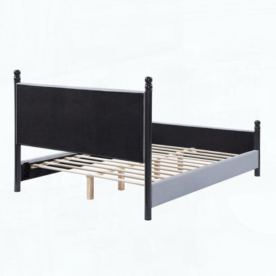 48-inch Striped Rubberwood Upholstered Bed