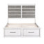 Grand lit plateforme antique blanc et gris avec tête de lit boîte de rangement bicolore