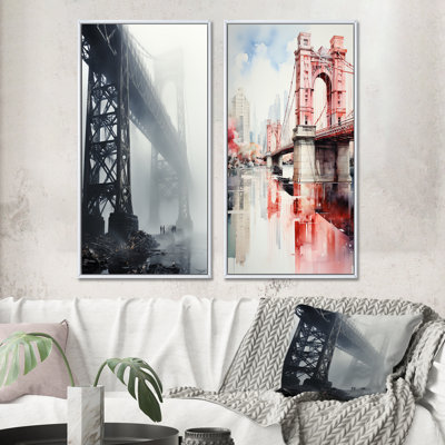 " Grey Bridge In Fog " 2 - Pieces