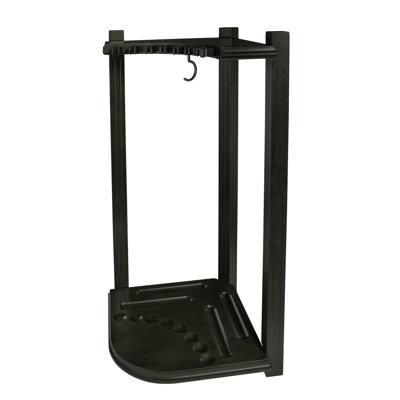 Porte-queues de billard American Heritage - Bois massif avec rangement pour 8 queues, balles et support, finition noire