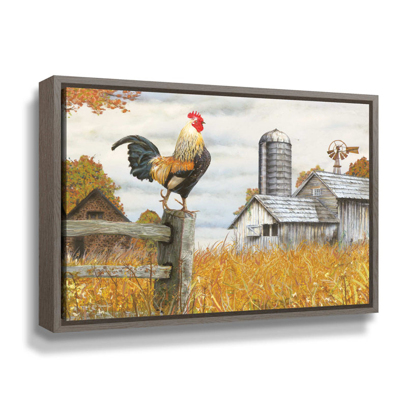 « down on the farm ii »-impression sur toile, H 24 po x l 32 po x P 2 po, Cadre flottant gris