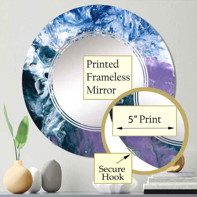 Miroir mural bleu et violet, 24 po x 24 po