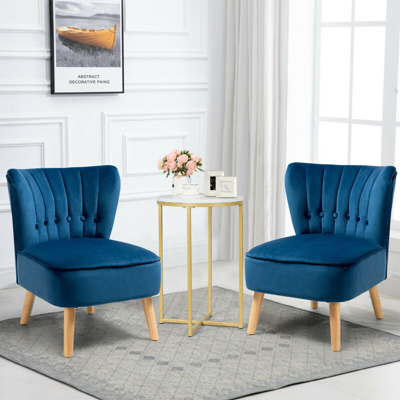 Tisdale Velvet Slipper Chair, Blue Velvet