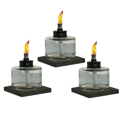 TIKI® Brand 4 Inch Table Torch Glass Faux Wood Brown