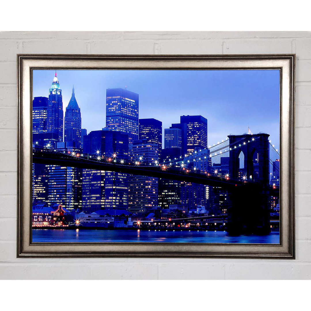 Brooklyn Bridge Blue Hue - Einzelner Bilderrahmen Kunstdrucke