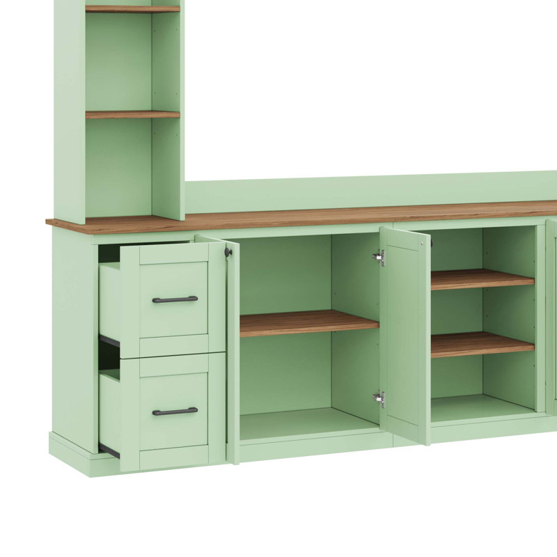 Console multimédia polyvalente avec tablettes réglables, Mint Green;Brown