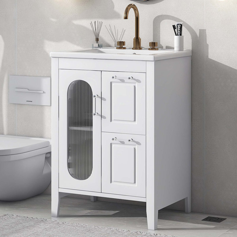 Meuble-lavabo 24 po avec lavabo, Blanc
