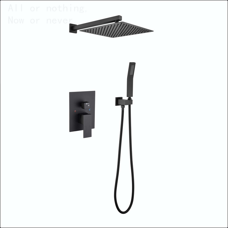 12-Inch Wall Mounted Rain Shower System, Matte Black