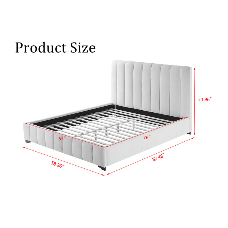Lit plateforme tapissier Chamlee, Blanc, Complète