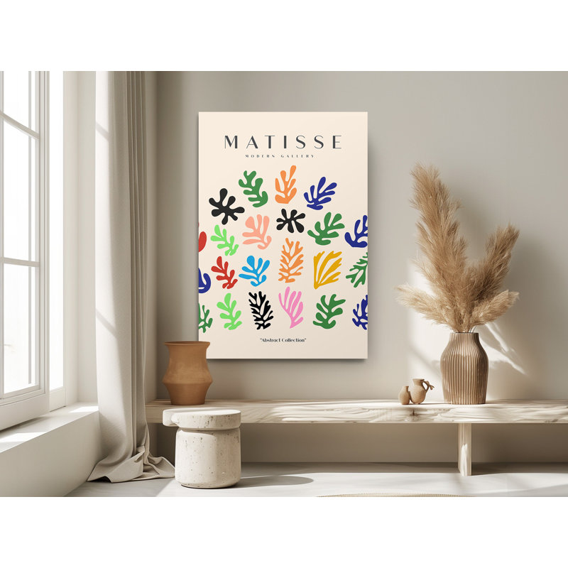 Reproduction d'art abstrait coloré avec feuilles colorées, art mural coloré Matisse, H 18 po x l 12 po