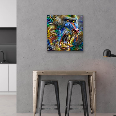  'Mandrill' by Pedro Gavidia Acrylic Glass Wall Art, 24" x 24"