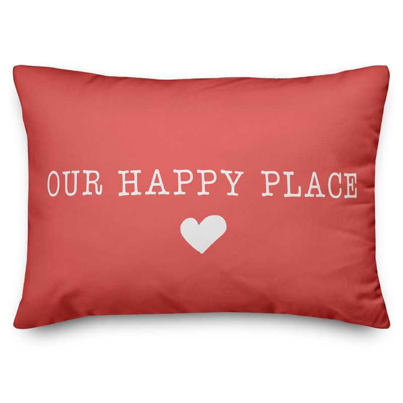 Textual Outdoor Throw Pillow, Coral