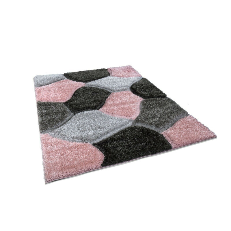 Catoria Geometric Hand Woven Shag Area Rug, Rectangle 80cm x 150cm