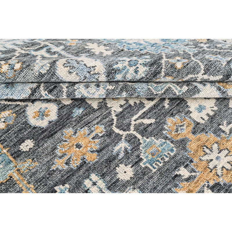 9'2''x11'11'' Hand Knotted Wool Gray Oushak Transitional Rug