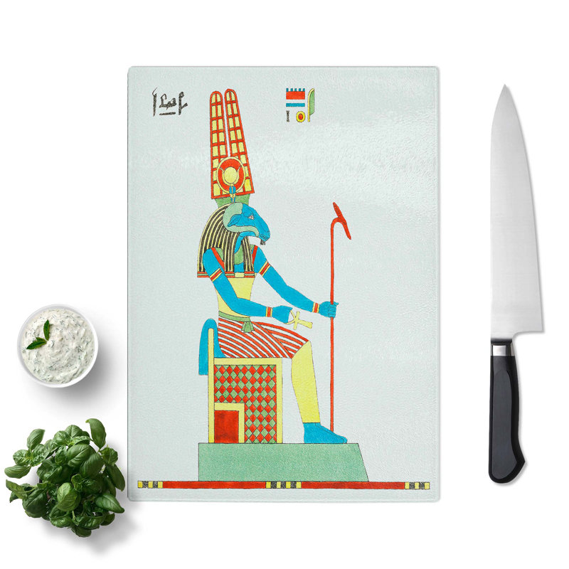 Tempered Glass Portrait of Amun by L. Dubois Chopping Board, 28.5 cm x 39 cm