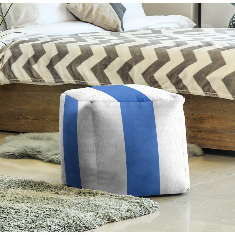 Repose-pieds cube la ours college stripes, Blanc / Bleu