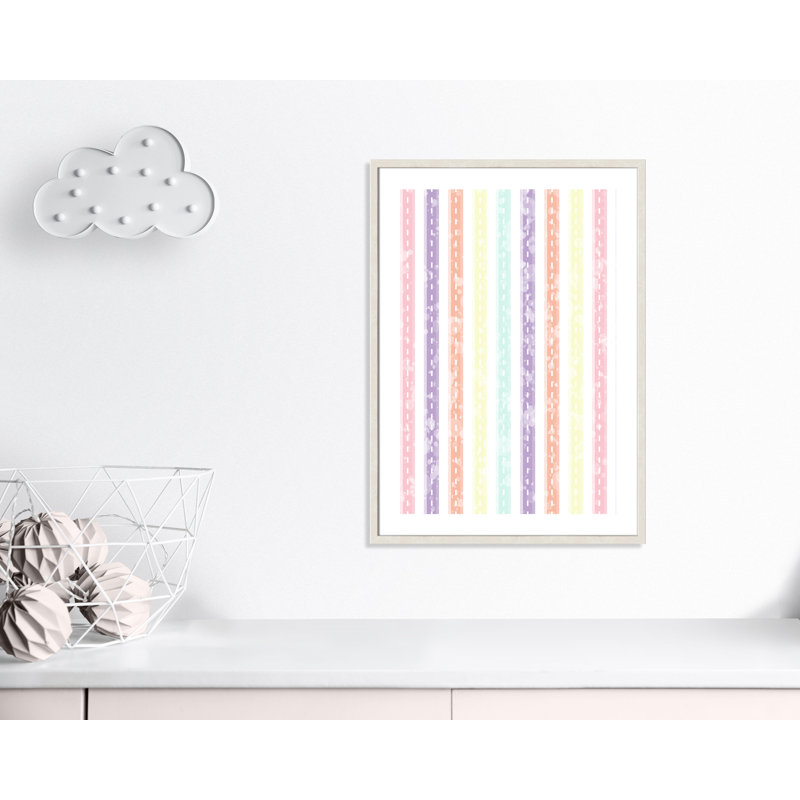Adhésif décoratif Whimsical Stripe, H 35,5 po x l 25,5 po x P 1,1875 po, Encadré de boîte à grain de bois blanc
