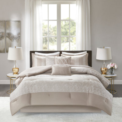 Édredon en chenille 7 pièces pour très grand lit taupe