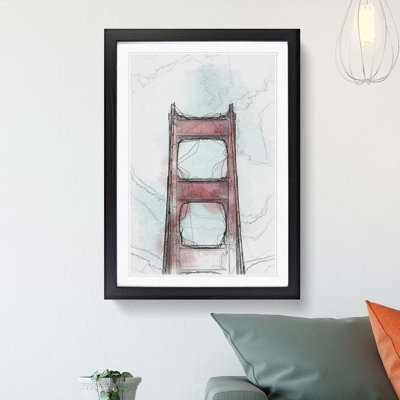 The Top of the Golden Gate Bridge in Abstract - Picture Frame Graphic Art Print