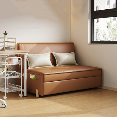 Loveseat Brown Faux leather Sleeper sofa