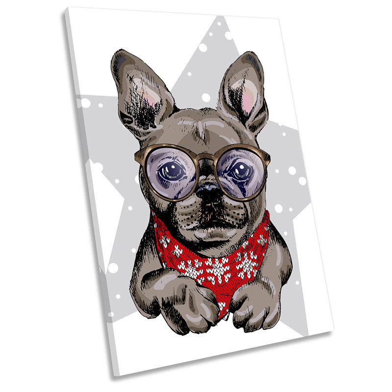 French Bulldog Star Picture Grey - Wrapped Canvas Art Prints, 61cm H x 40.6cm W x 2cm D