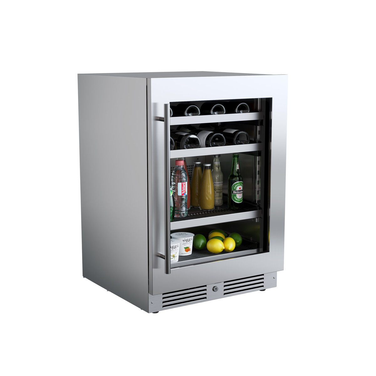 24 Inch Wide 16 Bottle and 70 Can Capacity Beverage Cooler with Alternating (Blue, White, Amber) LED lighting, Door Alarm, Touch Control Panel and Loc | Fridge.com