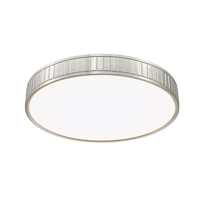 Plafonnier encastré 1 lumière Chardey en noir mat, Nickel brossé, H 3 po x l 20,5 po x P 20,5 po