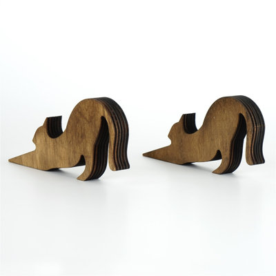 Premium Wooden Doorstop, Bronze Color, 6.3 x 0.8 x 3.1 Inches | 100% Solid Wood with Laser-Cut Design | Durable and Stylish Solution for Home & Office, Perfect for All Door Types