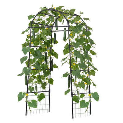 Cucumber Trellis, U-Shape Garden Trellises for Raised Bed, Metal Arch Plant Support for Vine, Climbing Plants Outdoor, Peas, Beans, Zucchini, Tomato, Squash, Flower (32.01 x 31.5 x 80.71 in)
