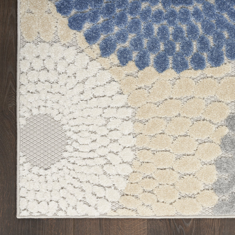 Tapis intérieur / extérieur bleu / gris Aloha, Rectangle 6 pi x 9 pi
