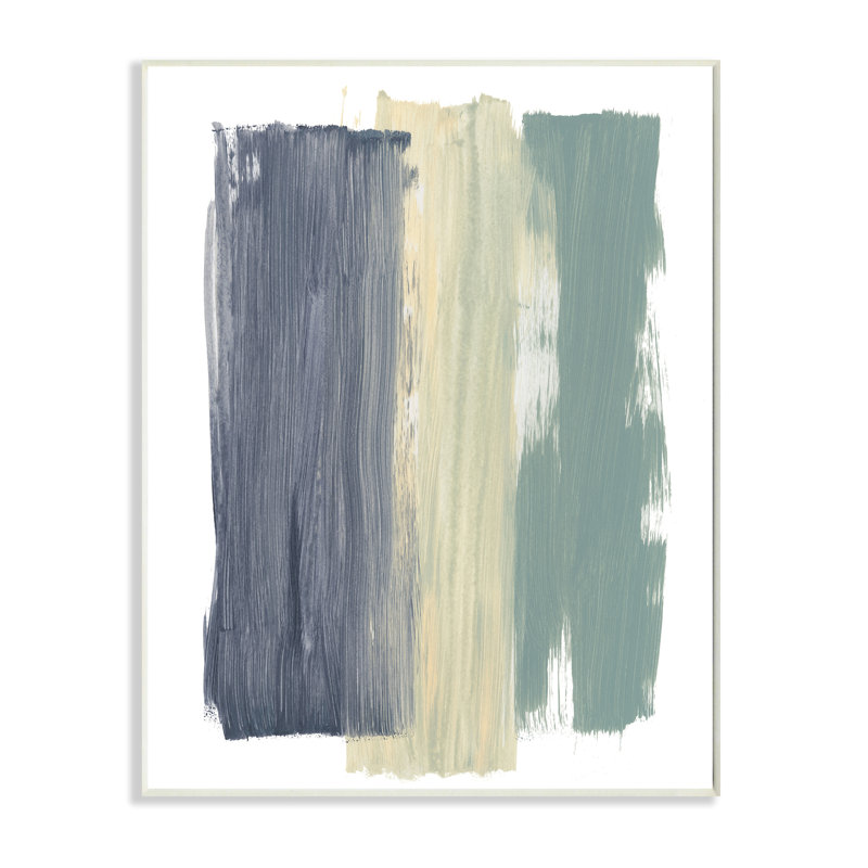 Abstrait, peinture verticale, coups, bleu, jaune, vert par Bronwyn Baker - Peinture, Plaque murale, H 15 po x l 10 po