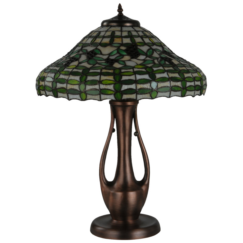 27" Multicolor Stained Glass and Bronze Table Lamp