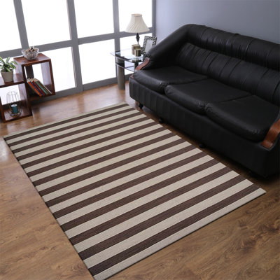 Winterton Hand Woven FLAT WEAVE KILIM WOOL ECO-FRIENDLY AREA RUGS - Rectangle | Cream & Brown Color | Contemporary Design | Modern liviing room rugs
