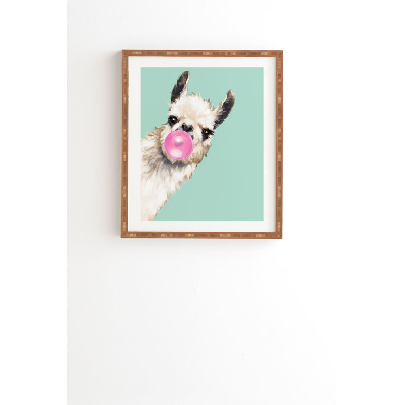 «Bubble Gum Snea Llama Green» par Big Nose Works - impression, H 20 po x l 20 po x P 2 po, Armature en bambou, Pas de tapis