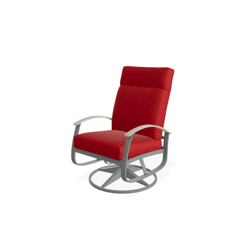 Chaise de patio pivotante avec coussins Askar, Graphite texturé, Rouge 1A, Désert P60