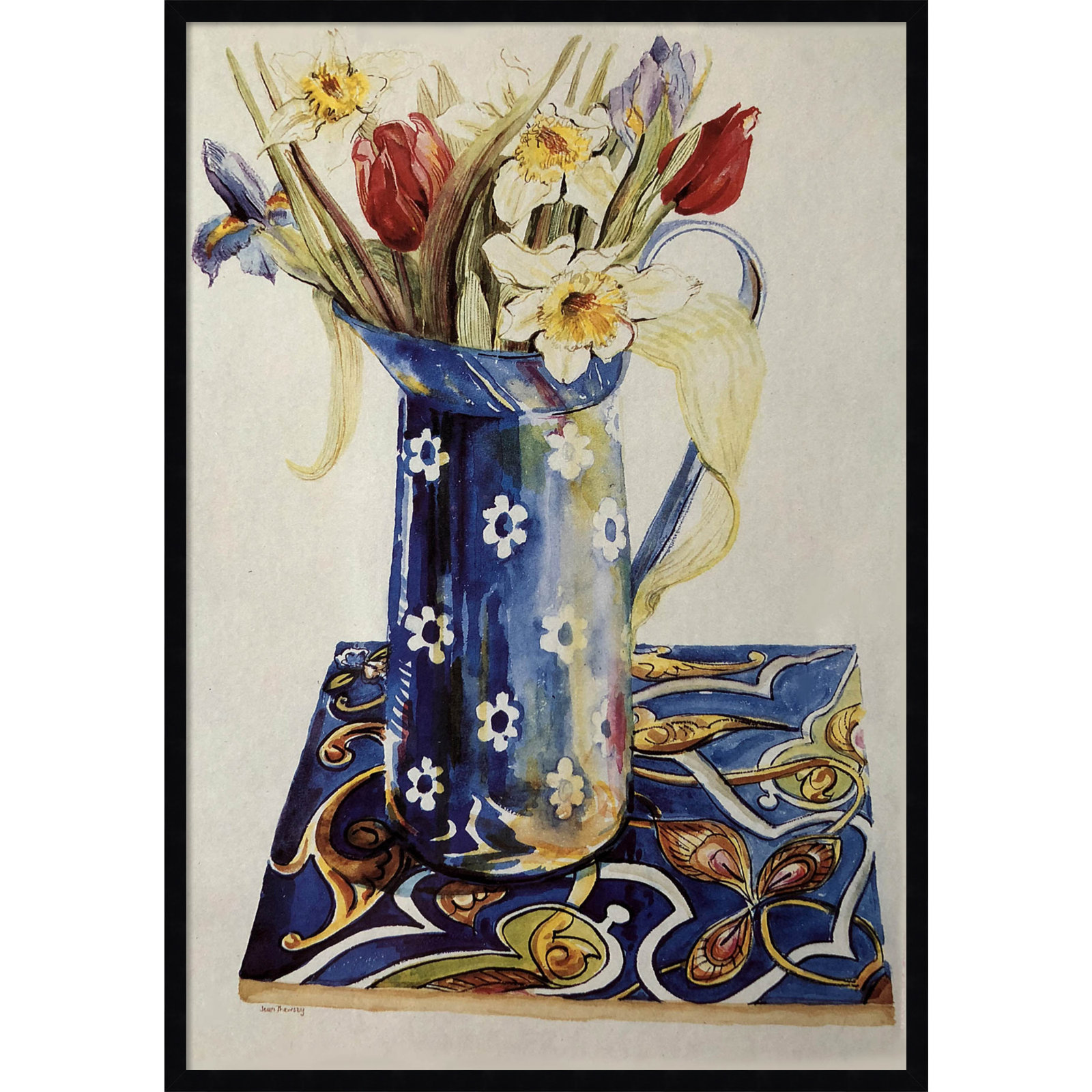 Chancy "Tulips" Print by Joan Thewsey, Black, 41" H x 29" W x 1" D
