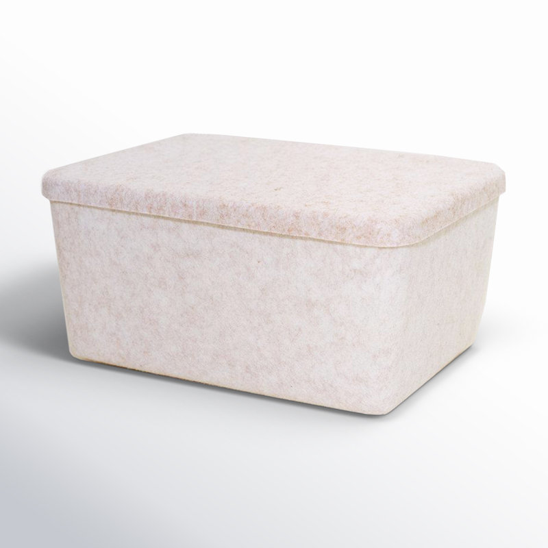 Sculpted Felt Storage Bin - Wide with Lid, Beige
