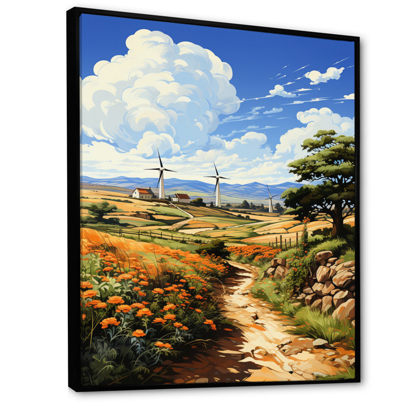 «Wind Turbines», impression sur toile, Cadre flottant noir, H 20 po x l 12 po x P 1 po