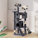 Lizzie Cat Tree Multi Level Play Tower Condo Cat Sisal Scratching Posts with Perches, Ramp and Brush