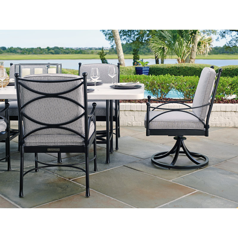 Gray Aluminum Transitional Dining Arm Chair