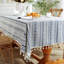Nappe blanche en lin et coton avec pampilles blanches